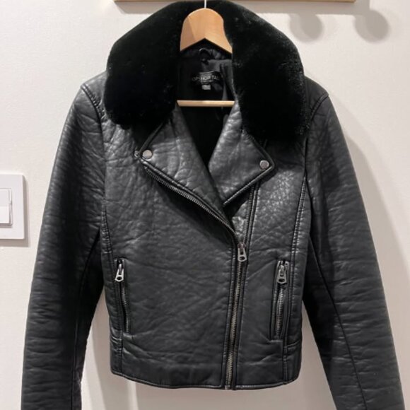 TOPSHOP Tall Faux Leather Biker Jacket - Picture 1 of 7